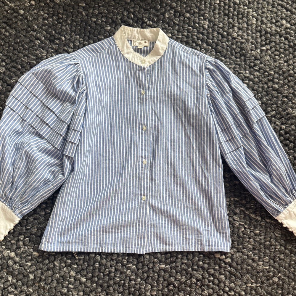 Blue and White Striped Button Down Shirt
